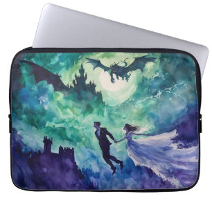 Flying Lovers - Waterverf Schilderen Laptop Sleeve