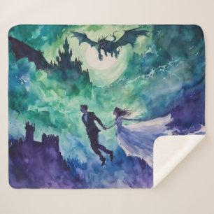 Flying Lovers - Waterverf Schilderen Sherpa Deken