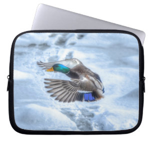 Flying Mallard Duck Drake 3 Wildlife Foto Laptop Sleeve