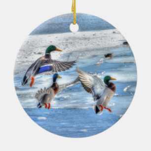 Flying Mallard Ducks Wildlife Gift Keramisch Ornament