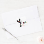 Flying Mallard Vierkante Sticker (Envelop)