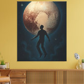 Flying Man Over Pluto Canvas Afdruk (Insitu (Woonkamer))