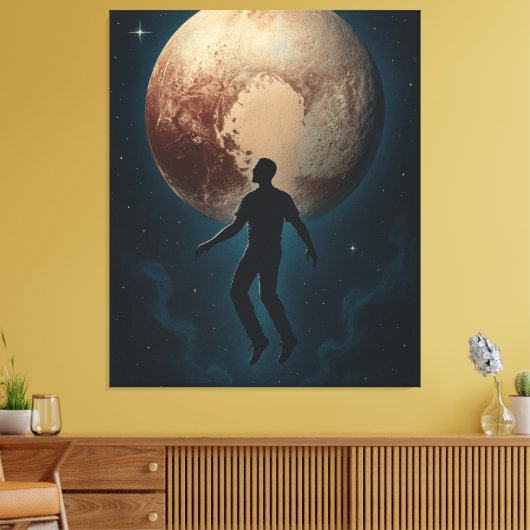 Flying Man Over Pluto Canvas Afdruk (Insitu (Woonkamer))