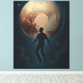 Flying Man Over Pluto Canvas Afdruk (Insitu (Houten vloer))