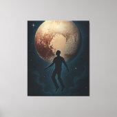 Flying Man Over Pluto Canvas Afdruk (Voorkant)