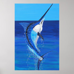 Flying marlin poster