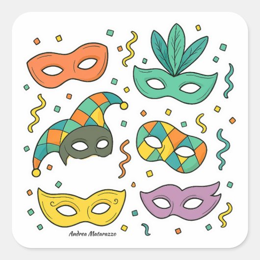 Flying Masks Vierkante Sticker (Voorkant)