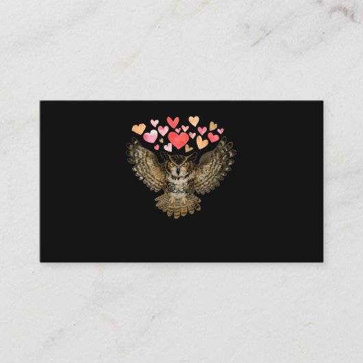 Flying Owl Love Bird Hearts Visitekaartje (Voorkant)