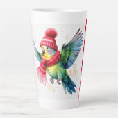 Flying Parakeet in Winter Pet en Scarf Latte Mok (Voorkant)