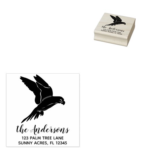 Flying Parrot Aangepast retouradres Rubberstempel (Gestempeld)