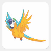 Flying Parrot Vierkante Sticker (Voorkant)
