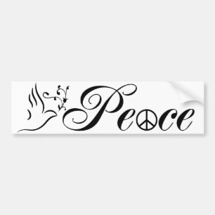 Flying Peace Dove Olive Branch White Background Bumpersticker