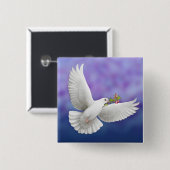 Flying Peace Dove Vierkante Button 5,1 Cm (Voorkant /achterkant)