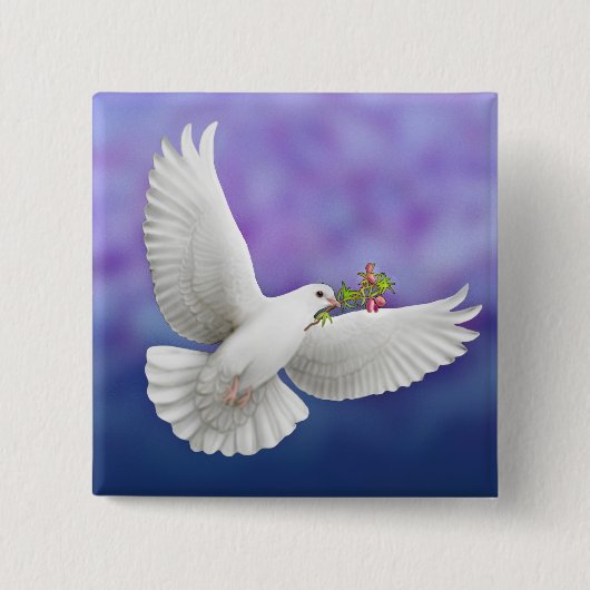 Flying Peace Dove Vierkante Button 5,1 Cm (Voorkant)