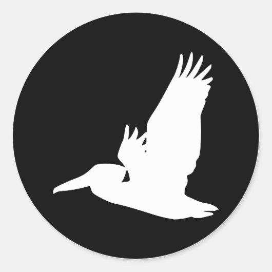 Flying Pelican Ronde Sticker (Voorkant)