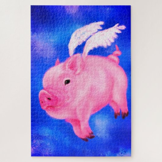Flying Pig Angel Jigzaag Puzzle Painrting Fun Legpuzzel (Verticaal)