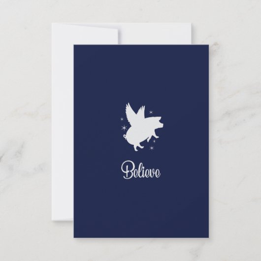 Flying Pig Believe Flat Note Card Notitiekaartje (Voorkant)