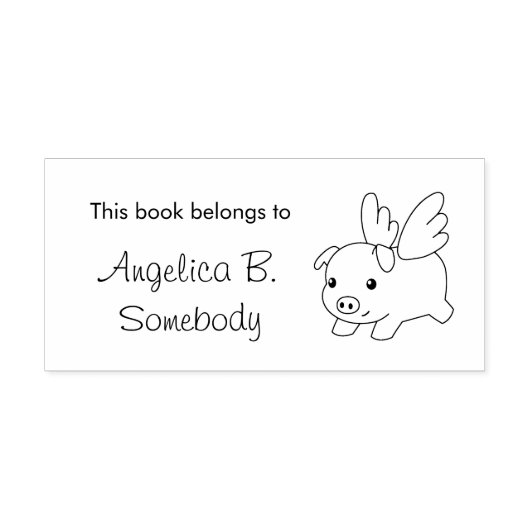 Flying Pig Bookplaat Rubberstempel (Afrduk)