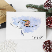 Flying Pig - Cool Ski Jumping Pig Athlete Briefkaart