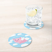 Flying Pig Cute Kind Birthday Party Ronde Kartonnen Onderzetter (Insitu)