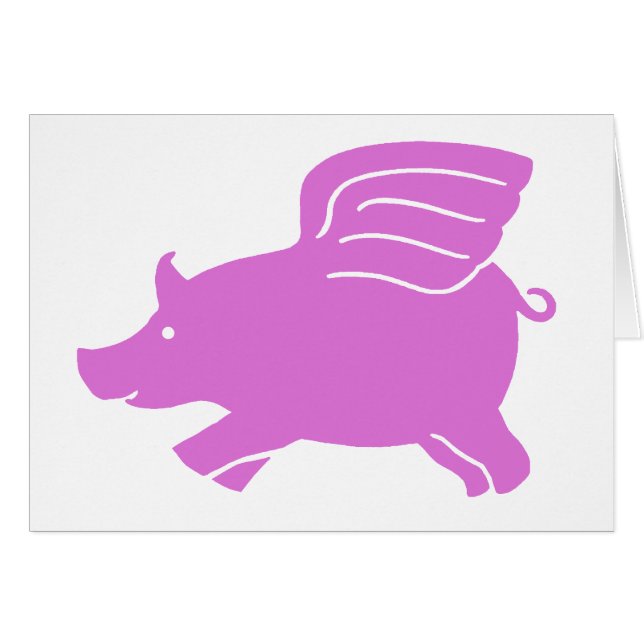Flying Pig Kaart - Roze (Voorkant Horizontaal)