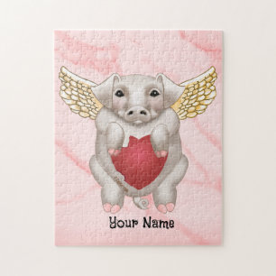 Flying Pig Love aangepaste Jigsaw Puzzel