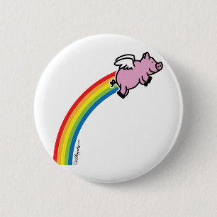 Flying Pig Rainbow Ronde Button 5,7 Cm