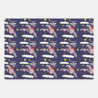 Flying Pig Santa  Inpakpapier Vel