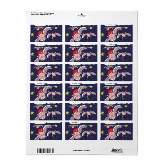 Flying Pig Santas Etiket (Full Sheet)
