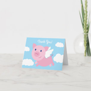 Flying Pig Schattige Bedankt 1e verjaardag Kaarten