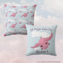 Flying Pig Throw Pillow