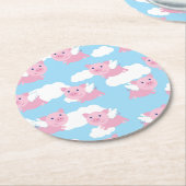 Flying Pig verjaardagsfeestje Ronde Kartonnen Onderzetter (Gebogen)