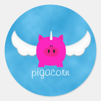 Flying Pigacorn Ronde Sticker