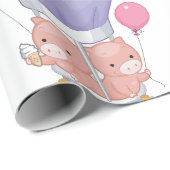 Flying Piggies in Hot Air Balloon Cadeaupapier (Rol Hoek)