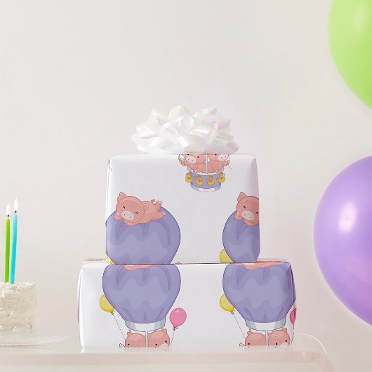 Flying Piggies in Hot Air Balloon Cadeaupapier