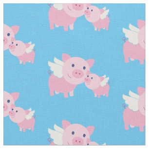 Flying Pigs Cute Baby Nursery Decor Fabric Stof