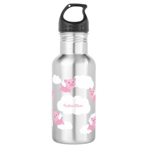 Flying Pigs Cute Kinder Water Flesje met naam Waterfles