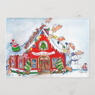 Flying Pigs Decorate for Kerstinvitations Kaart