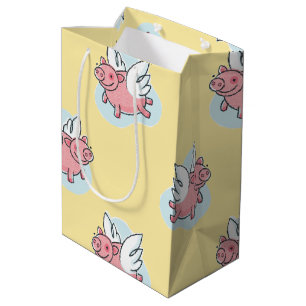 Flying Pigs New Baby Yellow M Gift Bag Medium Cadeauzakje