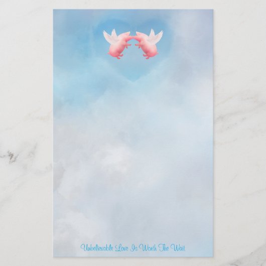 Flying Pigs-Ungelovable Love Stationery Briefpapier (Voorkant)