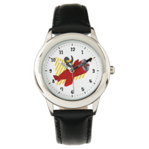 Flying pinguing cartoon horloge