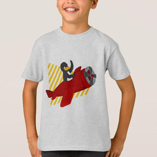 Flying pinguing cartoon T-shirt (Voorkant)
