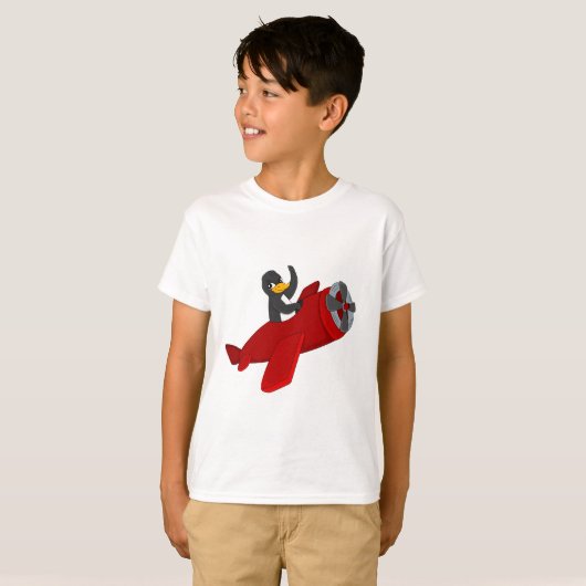 Flying pinguing cartoon T-shirt (Voorkant volledig)
