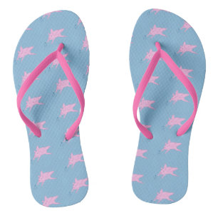 Flying Pink Pigs Sprinking Magic Stars FlipFlops Teenslippers