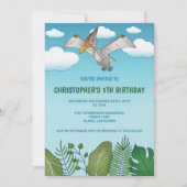 Flying Pteranodon Dinosaur Blue Sky Birthday Kaart (Voorkant)