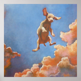 Flying Puppy Cloudscape Poster
