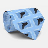 Flying Raven Modern Art in Blue Stropdas (Opgerold)