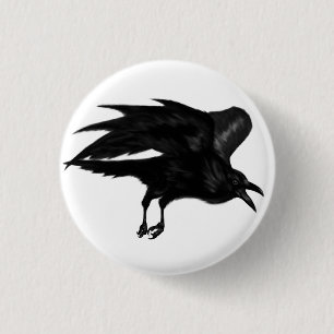 Flying Raven Pin Button