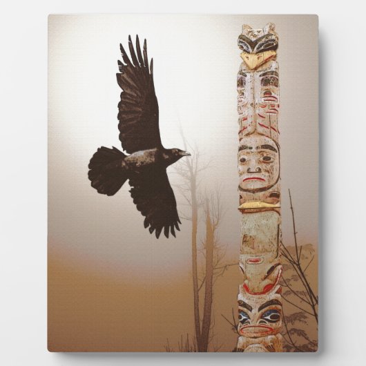 Flying Raven & Totem-Pole Fantasy Art Fotoplaat (Voorkant)