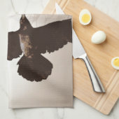 Flying Raven & Totem-Pole Fantasy Art Theedoek (Quarter Fold)